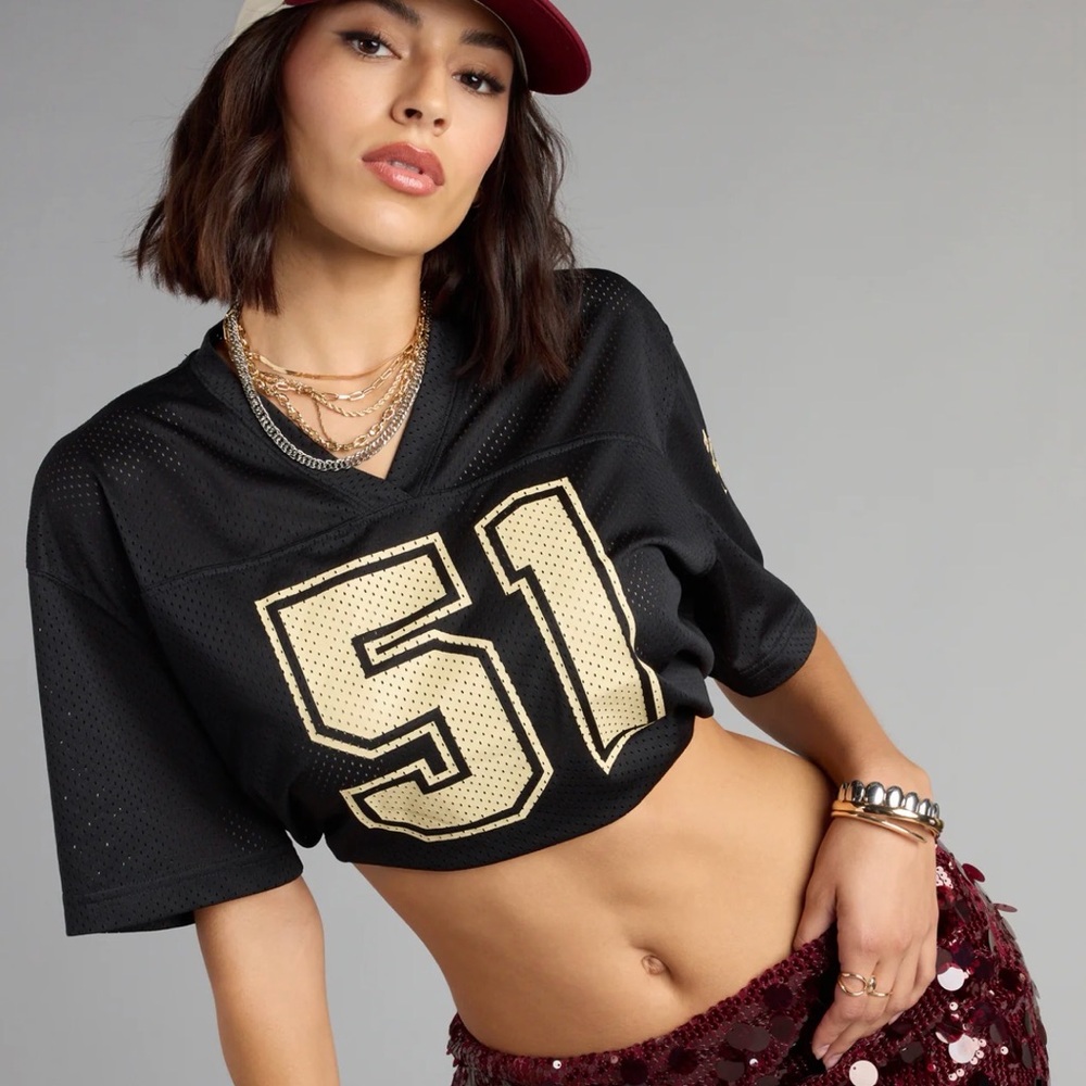 Fan Fave Florida State® Cropped Jersey Top Seminoles Black FSU Jersey